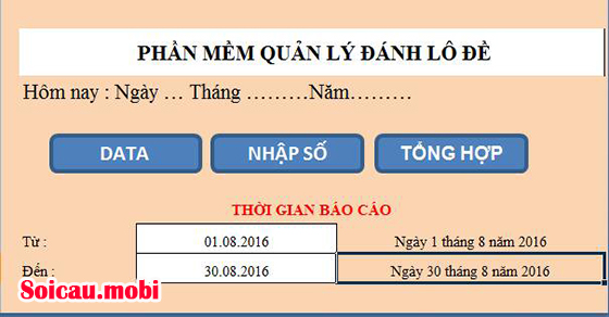 Phần mềm tính số đề kết quả XSMB với bảng excel